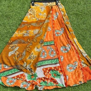 Upcycled Reversible Wrap Maxi Skirt